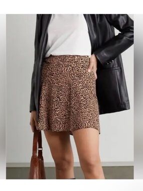 NWT Reformation Flounce Leopard Cheetah skater Mini Skirt Size 6